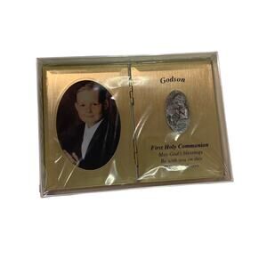 Godson Picture Frame First Holy Communion Tabletop Brass 5" x 7"